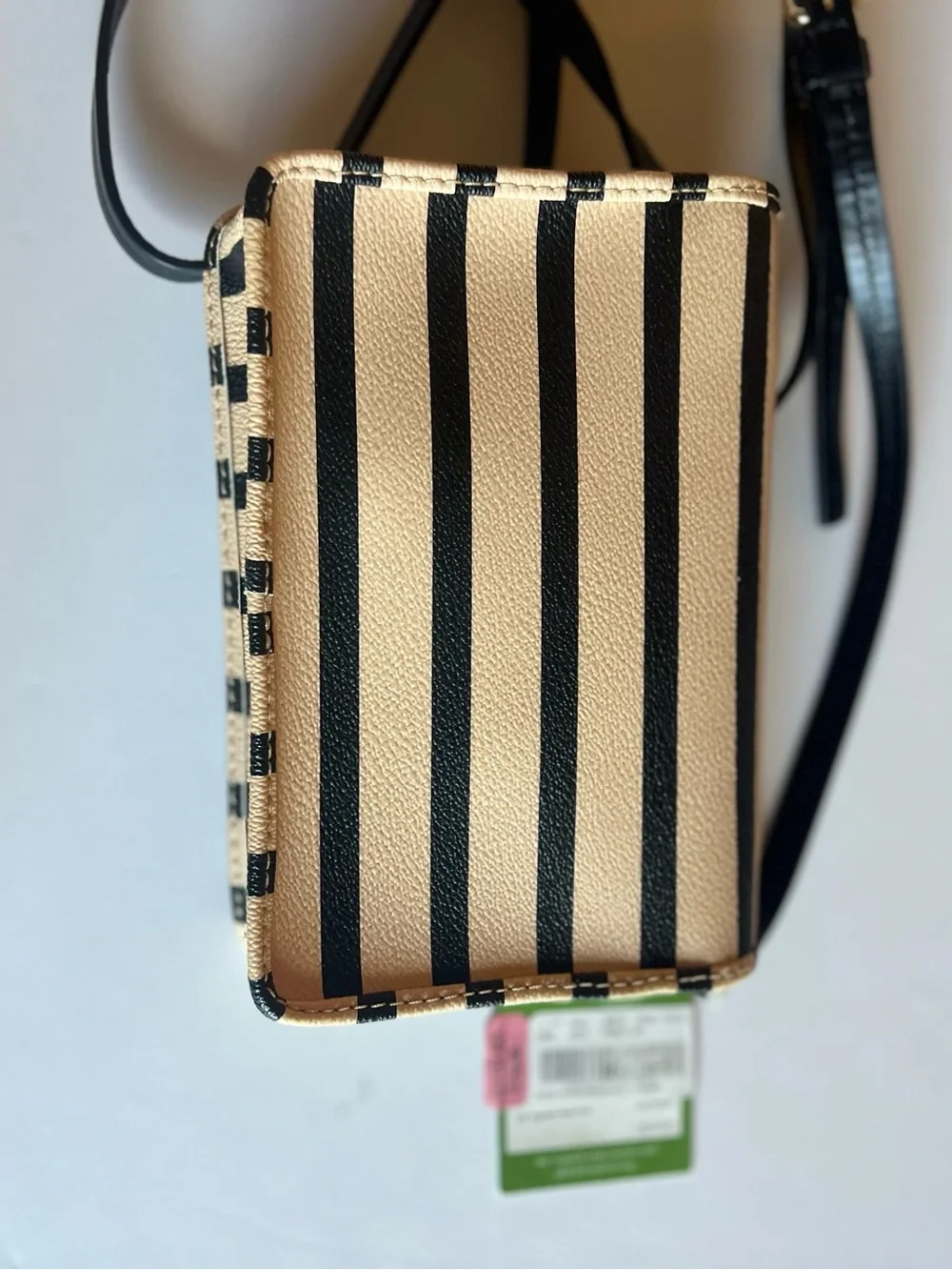 Kate Spade Black and Cream Striped Crossbody Bag